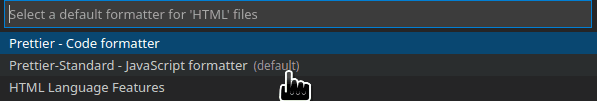 Select Prettier-Standard